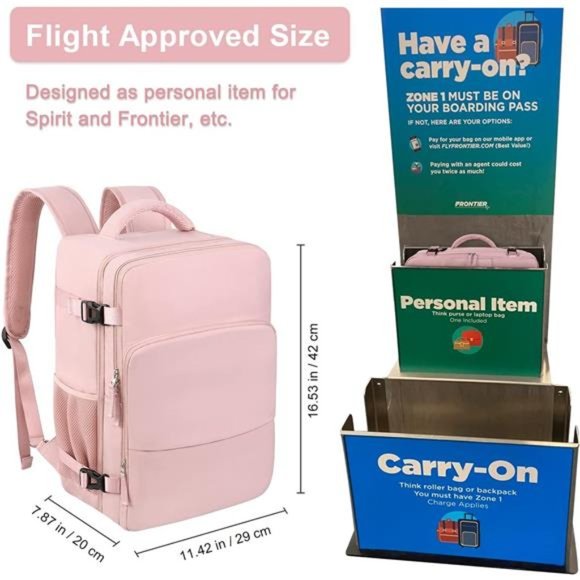 Large Pink Travel & Laptop Backpack for Women, with USB Charging Port main image 4